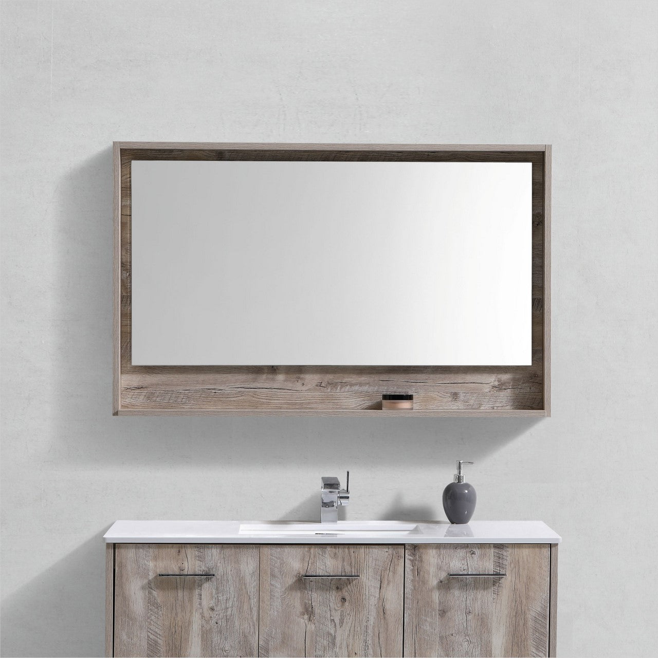 48″ Wide Mirror w/ Shelf – Nature Wood