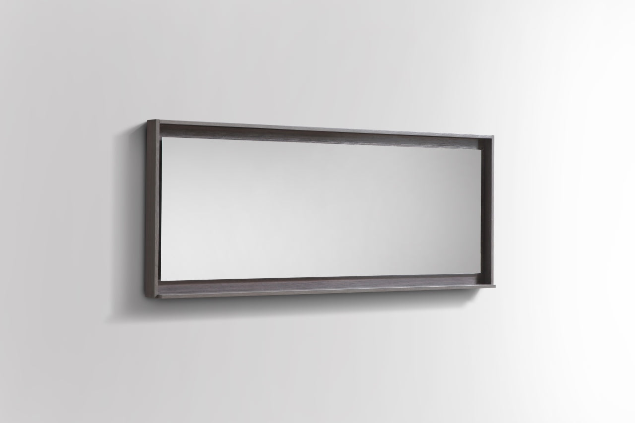60″ Wide Mirror w/ Shelf – Gray Oak