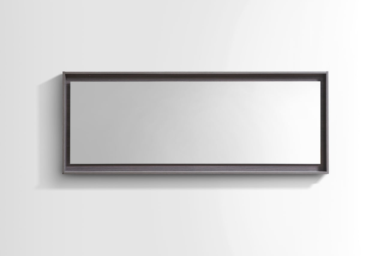 70″ Wide Mirror w/ Shelf – Gray Oak
