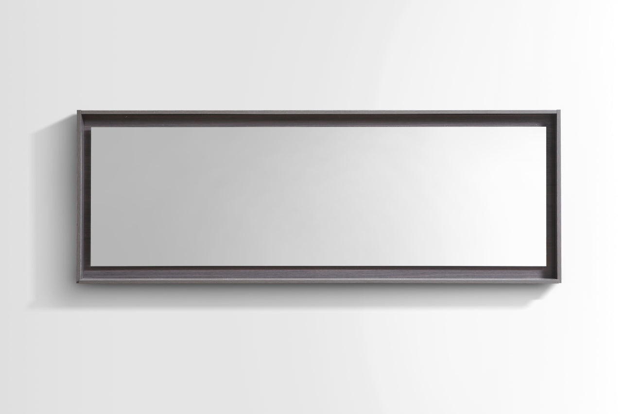 80″ Wide Mirror w/ Shelf – Gray Oak