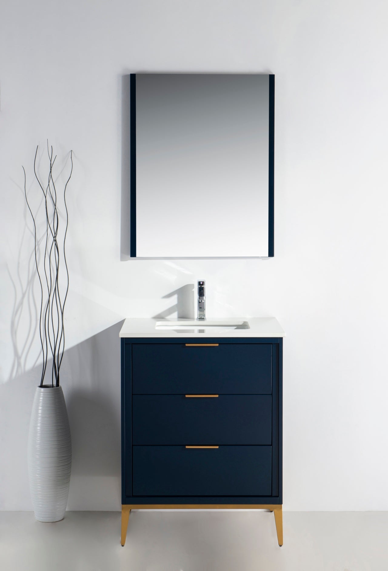 Divani 24″ Gloss Blue Vanity W/ Quartz Counter Top