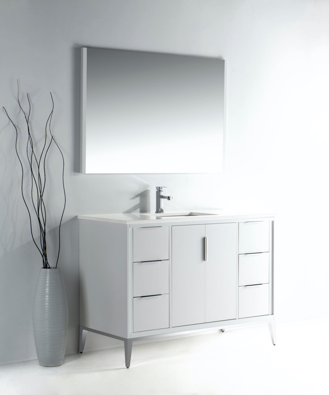 Divani 48″ Gloss White Vanity W/ Quartz Counter Top