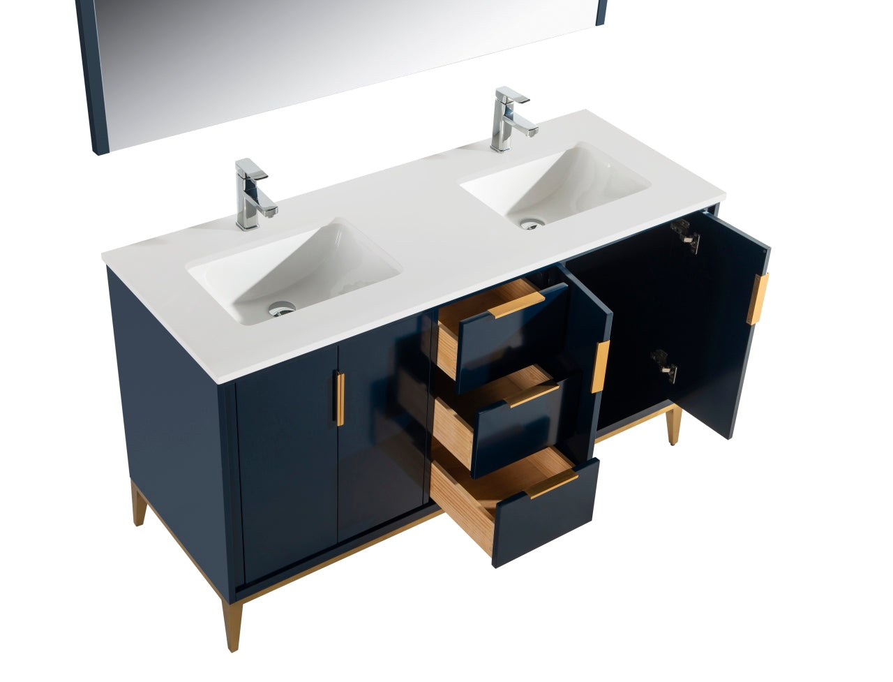 Divani 60″ Gloss Blue Vanity W/ Quartz Counter Top