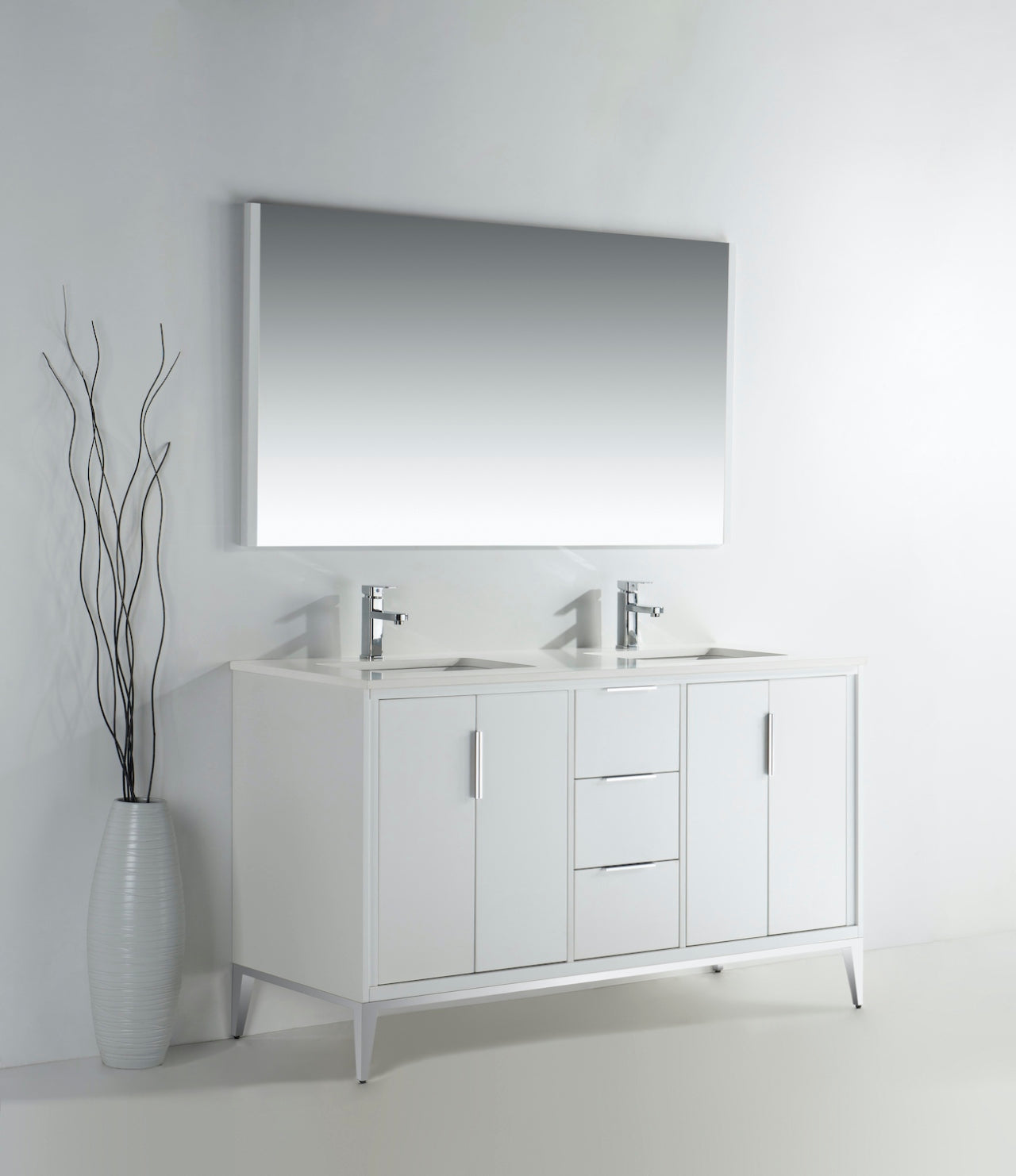 Divani 60″ Gloss White Vanity W/ Quartz Counter Top