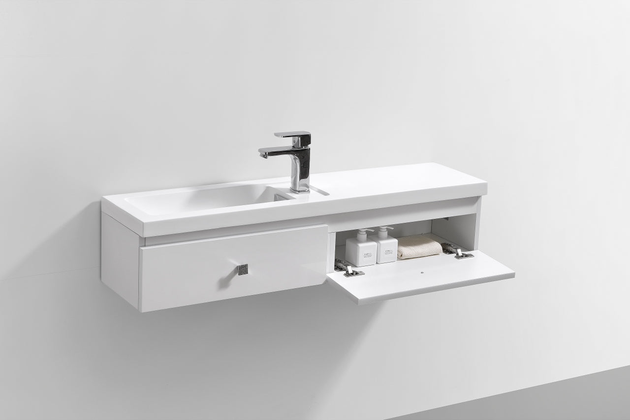 Kube Elise 44″ High Gloss White Wall Mount Modern Bathroom Vanity