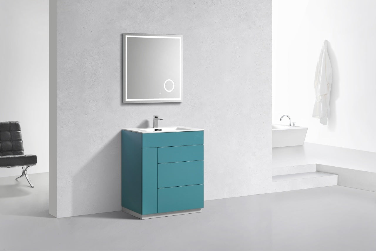 Milano 30″ Teal Green Floor Mount Modern Bathroom Vanity