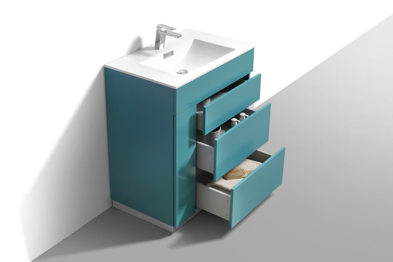Milano 30″ Teal Green Floor Mount Modern Bathroom Vanity