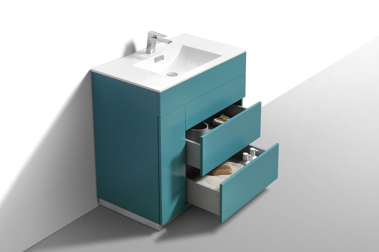 Milano 36″ Teal Green Floor Mount Modern Bathroom Vanity