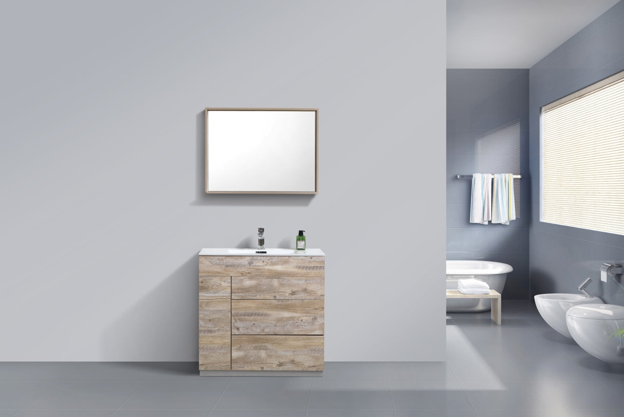 Milano 36″ Nature Wood Floor Mount Modern Bathroom Vanity