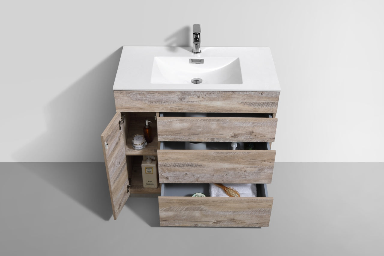 Milano 36″ Nature Wood Floor Mount Modern Bathroom Vanity