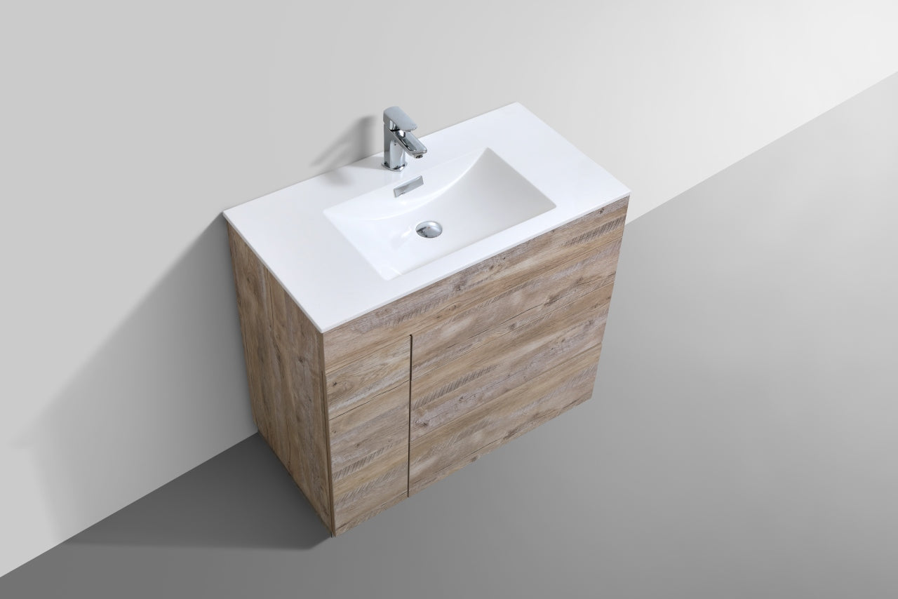 Milano 36″ Nature Wood Floor Mount Modern Bathroom Vanity