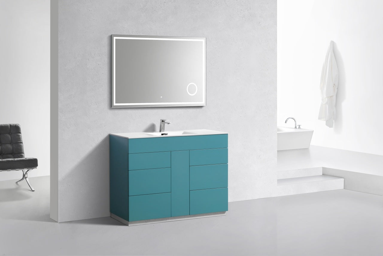 Milano 48″ Teal Green Floor Mount Modern Bathroom Vanity
