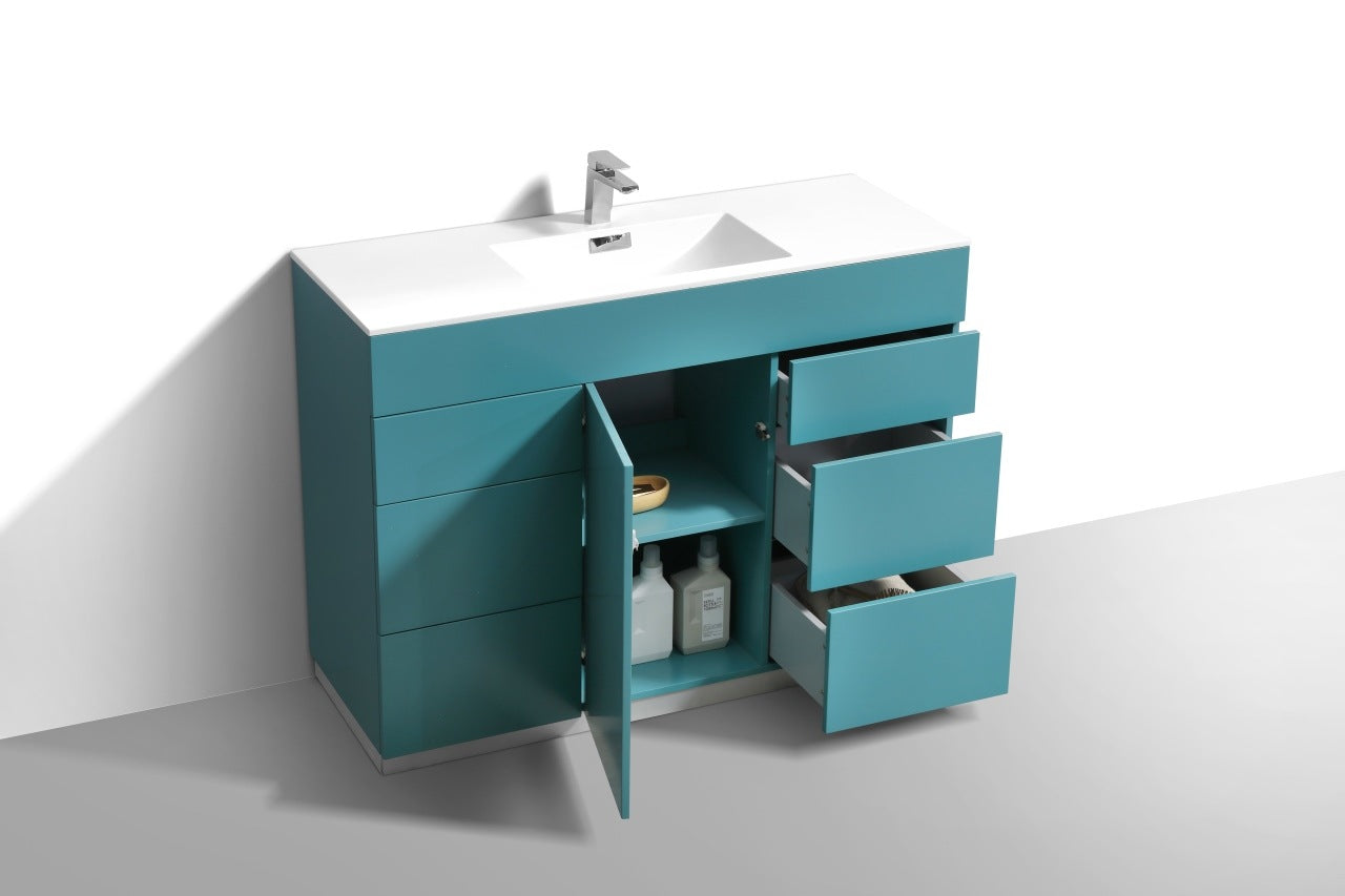 Milano 48″ Teal Green Floor Mount Modern Bathroom Vanity