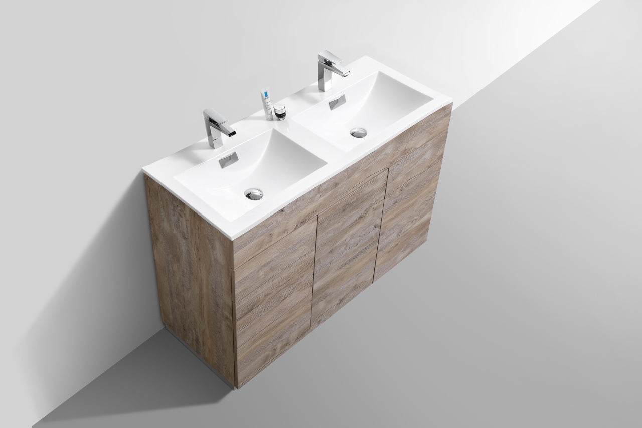 Milano 48″ Double Sink Nature Wood Floor Mount Modern Bathroom Vanity