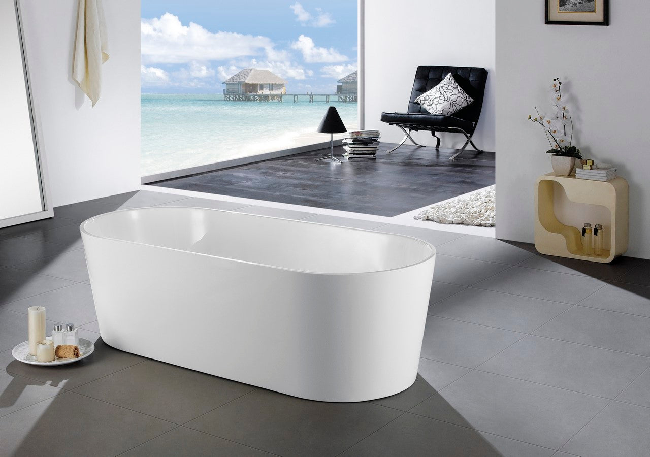 Kube Ovale 59” White Free Standing Bathtub