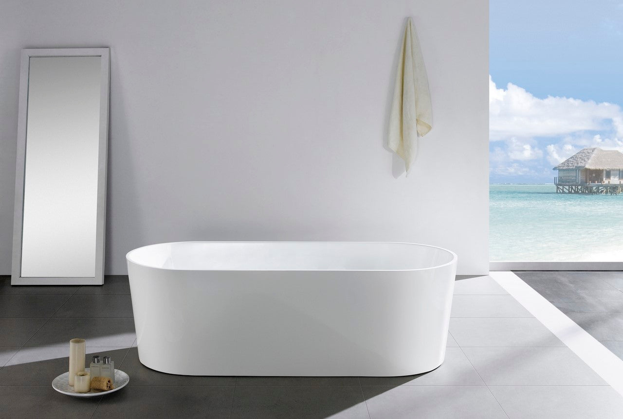 Kube Ovale 59” White Free Standing Bathtub