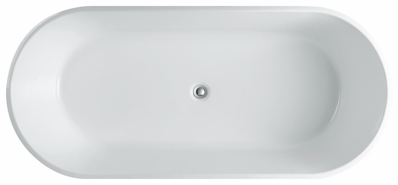 Kube Ovale 63” White Free Standing Bathtub