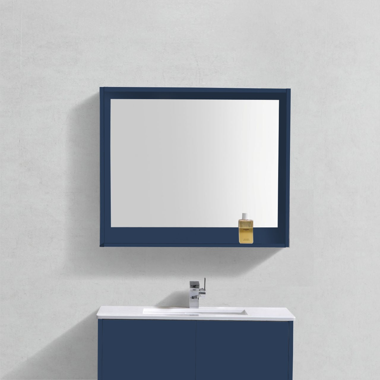 36″ Wide Mirror w/ Shelf – Gloss Blue