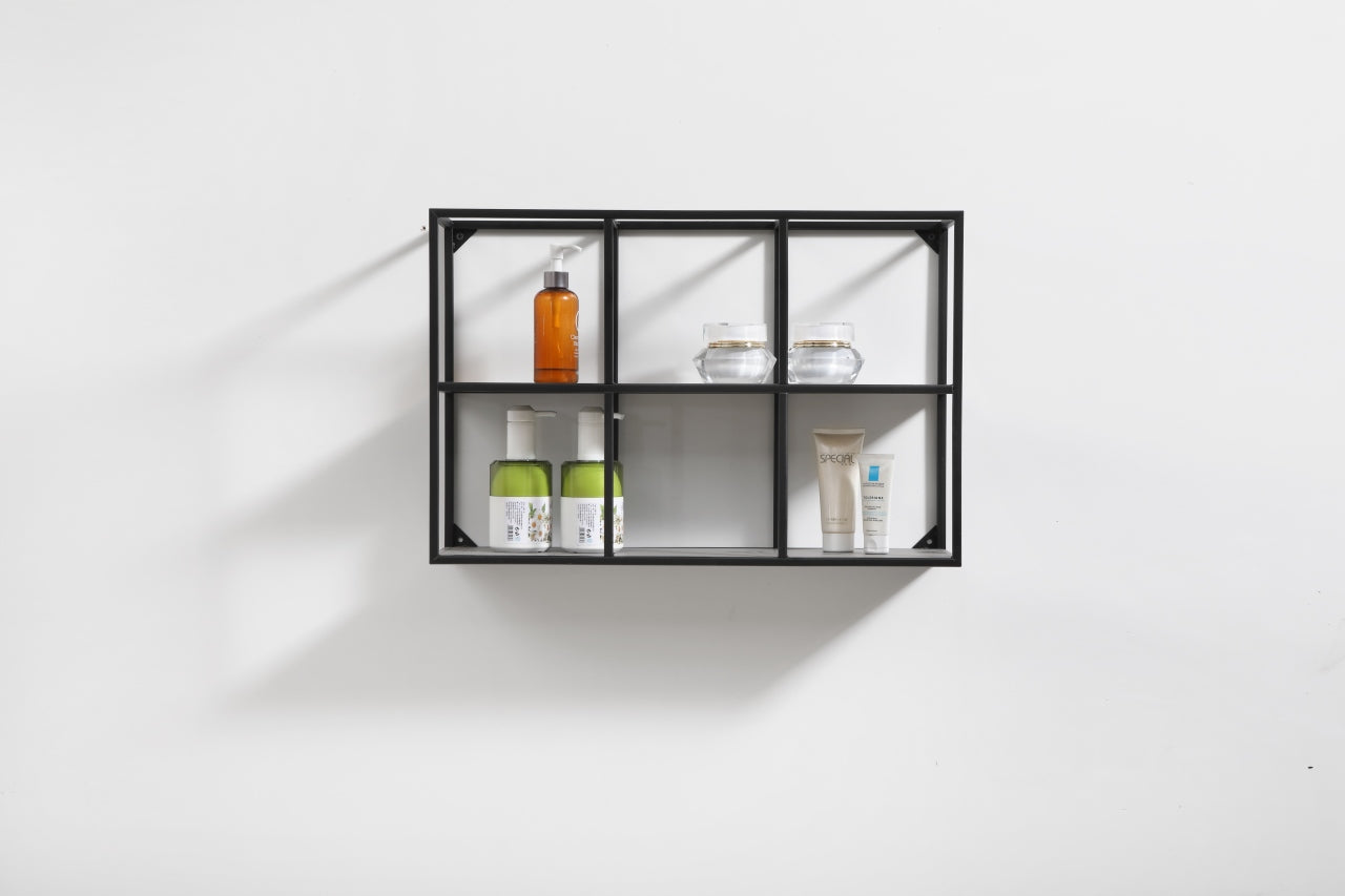 Kube 24″ Wide Wall Mount Metal Shelf Unit – Black