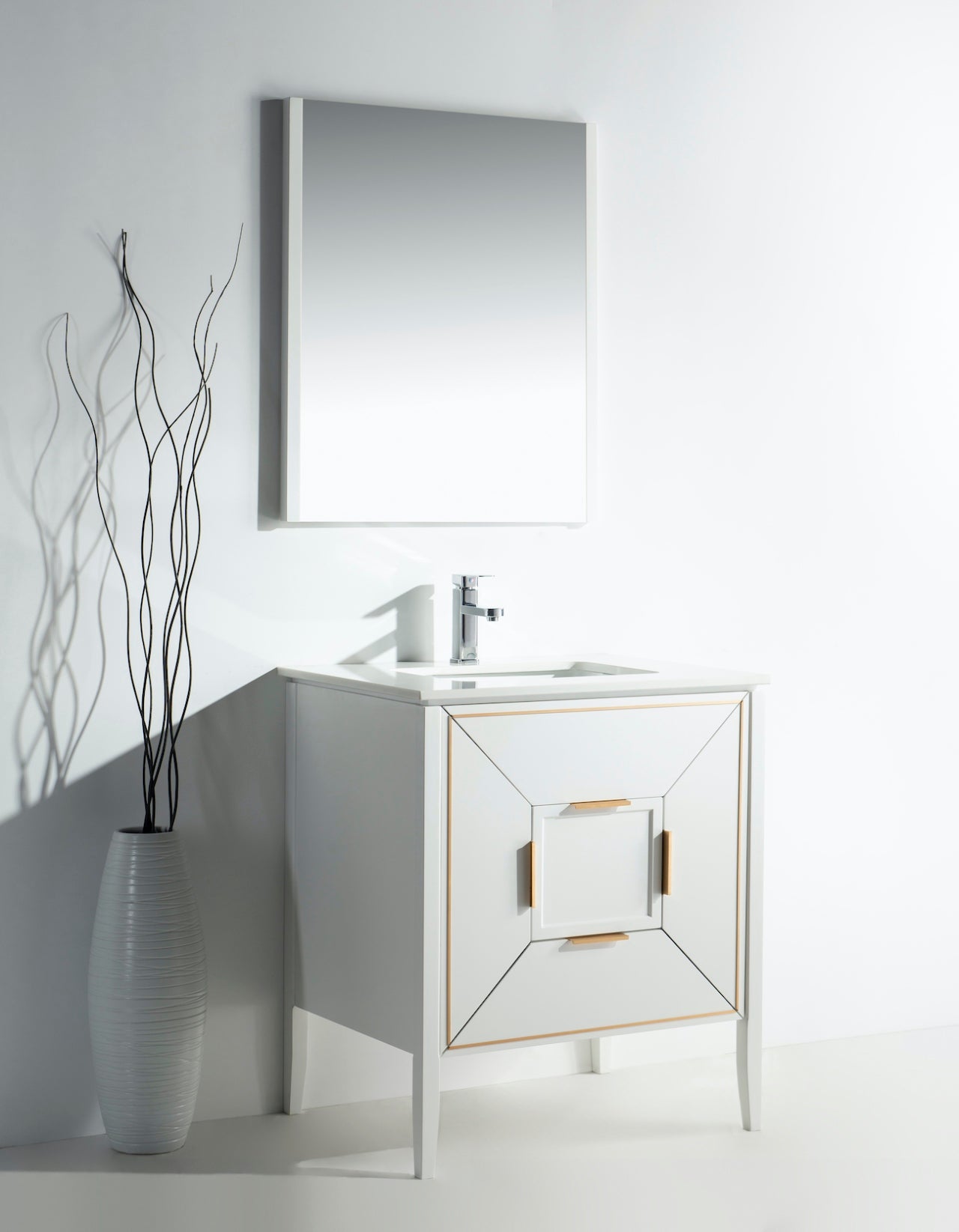 Vetro 30″ Gloss White Vanity W/ Quartz Counter Top