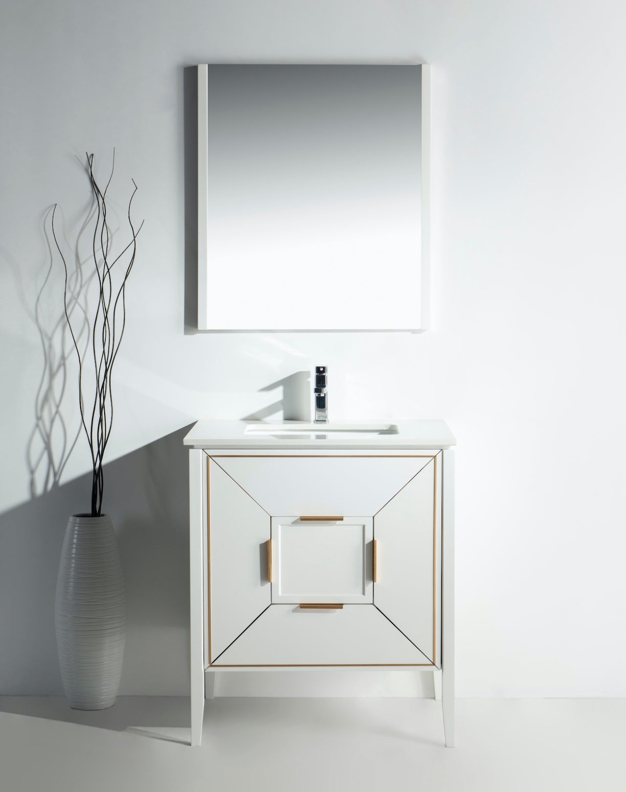 Vetro 30″ Gloss White Vanity W/ Quartz Counter Top
