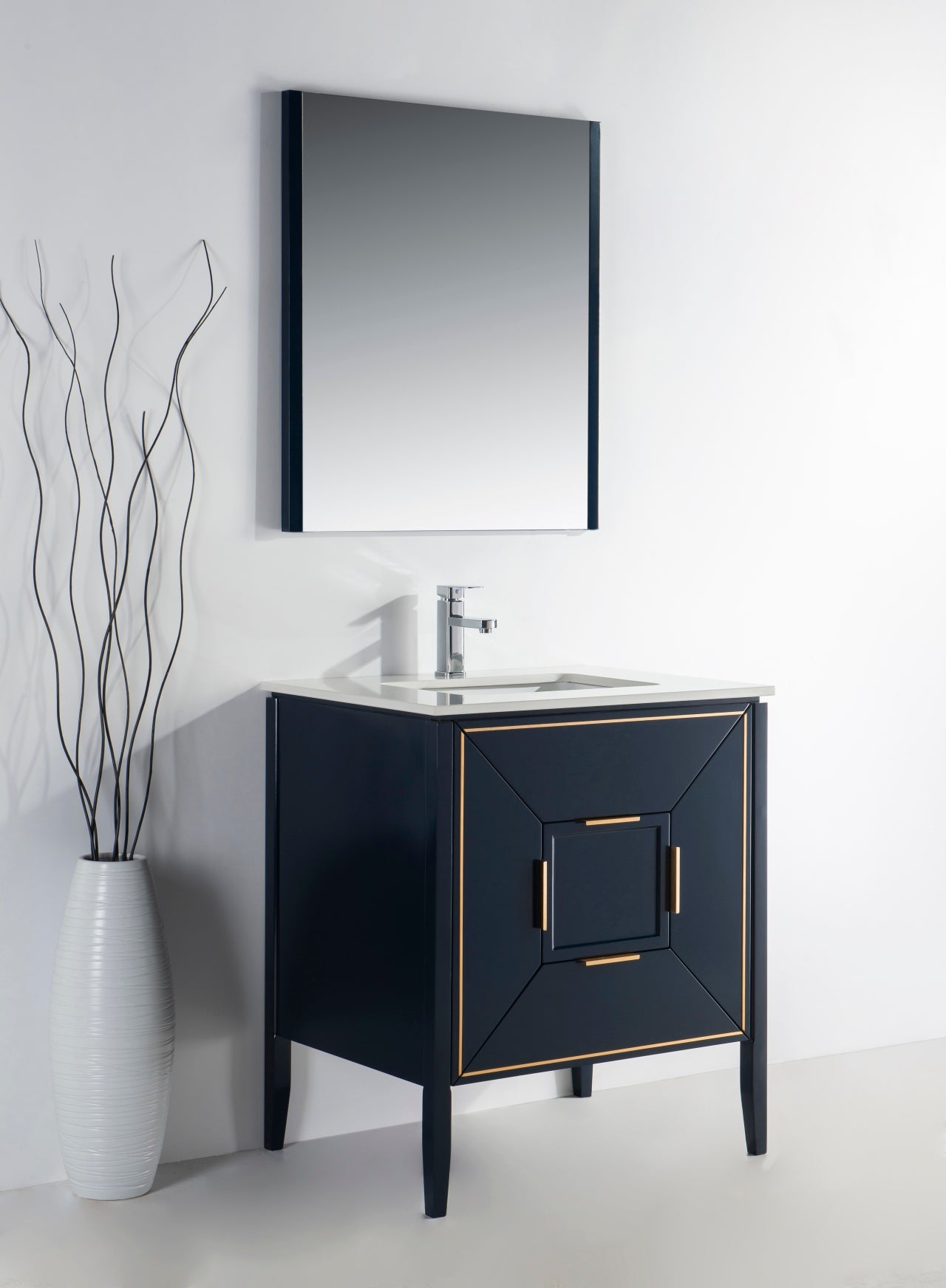 Vetro 30″ Gloss Blue Vanity W/ Quartz Counter Top