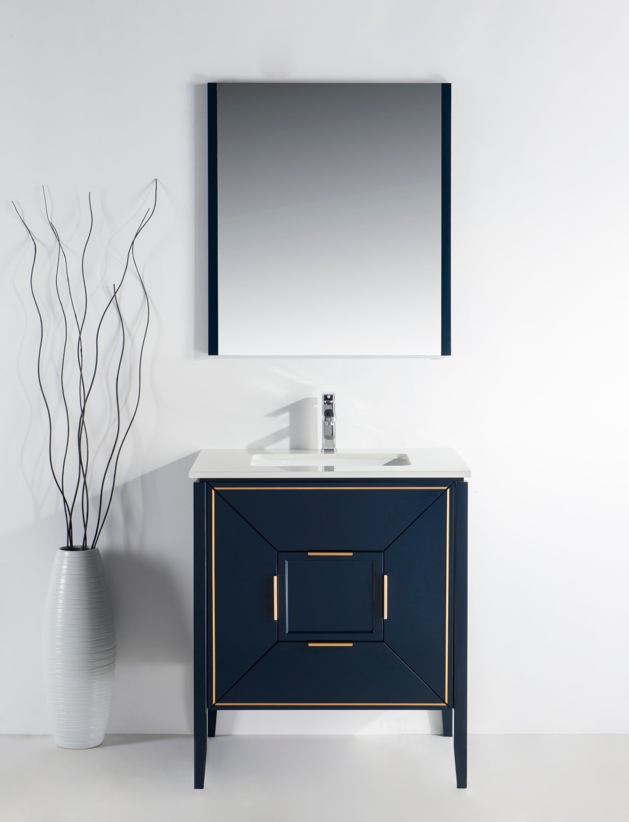 Vetro 30″ Gloss Blue Vanity W/ Quartz Counter Top