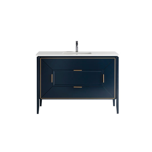 Vetro 48″ Gloss Blue Vanity W/ Quartz Counter Top