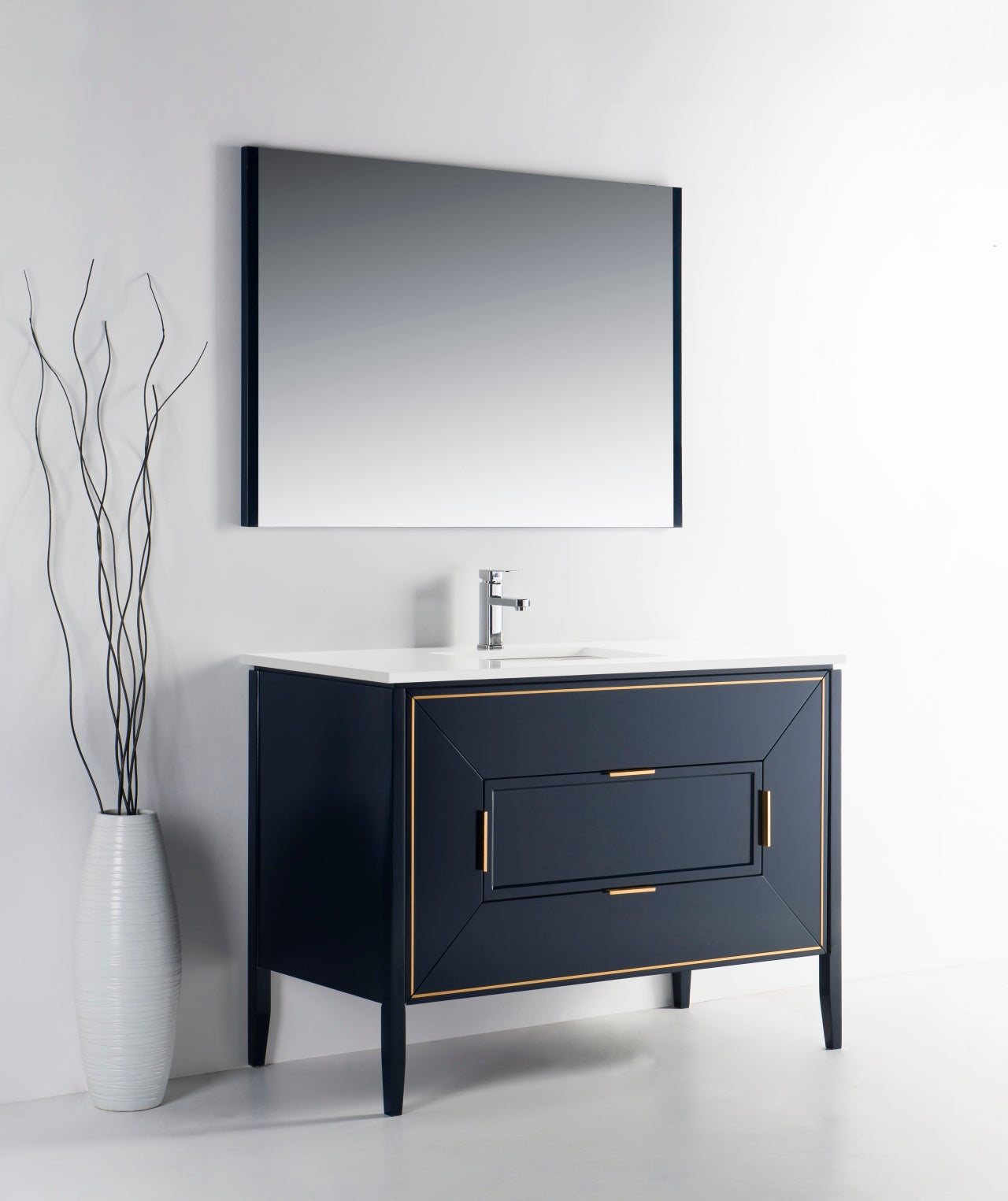 Vetro 48″ Gloss Blue Vanity W/ Quartz Counter Top