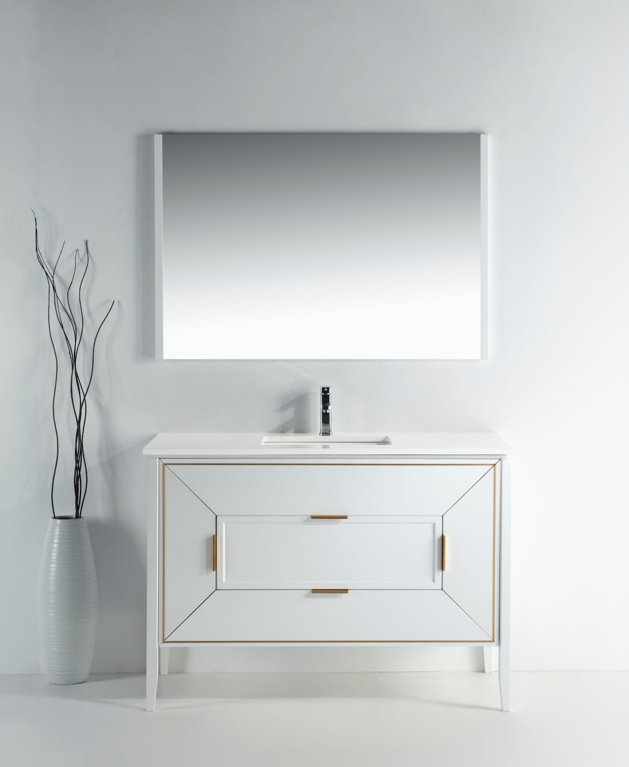 Vetro 48″ Gloss White Vanity W/ Quartz Counter Top