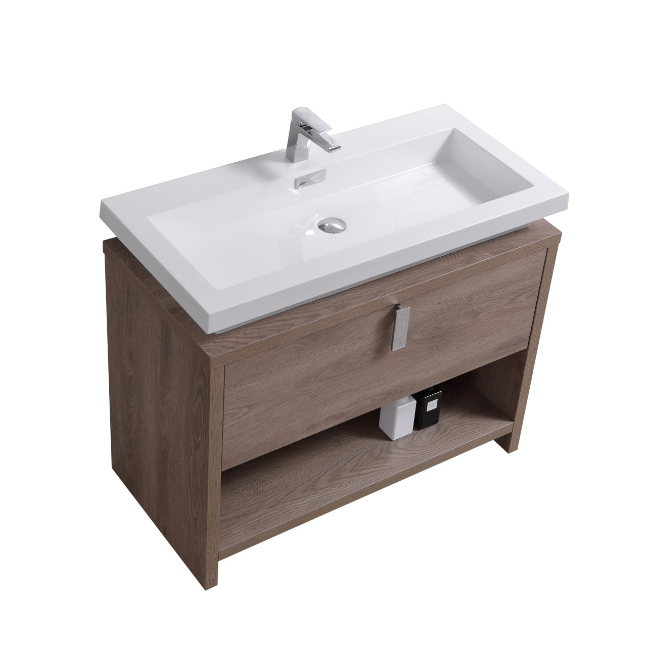 Levi 40″ Butternut Modern Bathroom Vanity w/ Cubby Hole