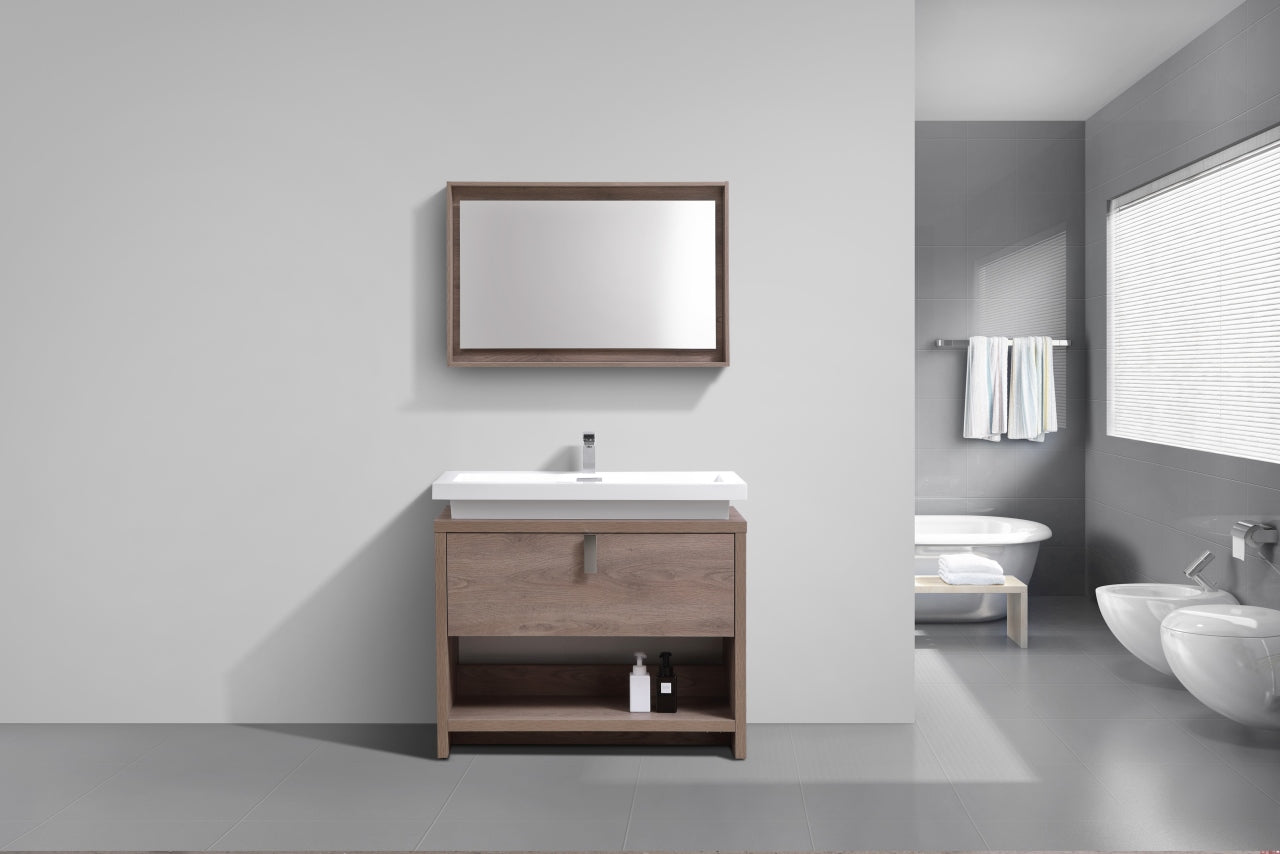 Levi 40″ Butternut Modern Bathroom Vanity w/ Cubby Hole