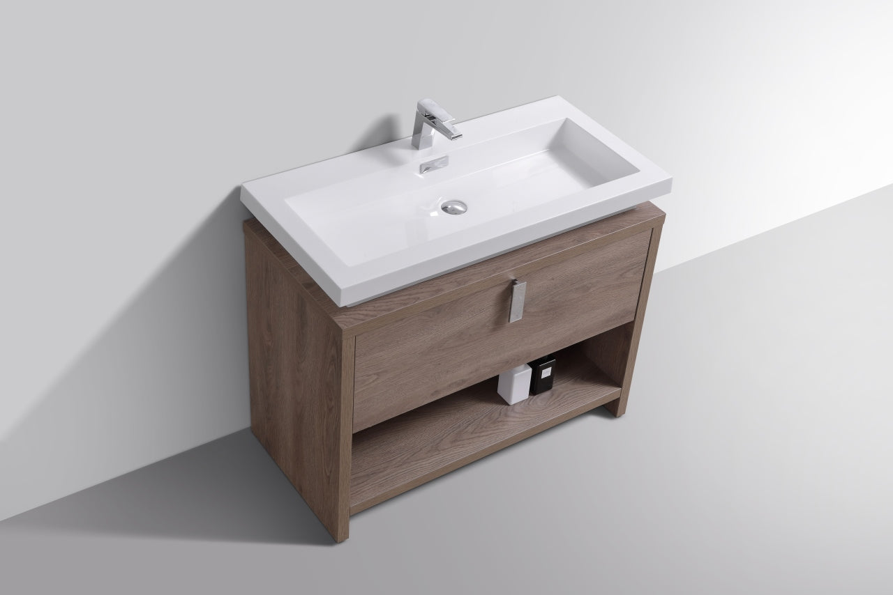 Levi 40″ Butternut Modern Bathroom Vanity w/ Cubby Hole