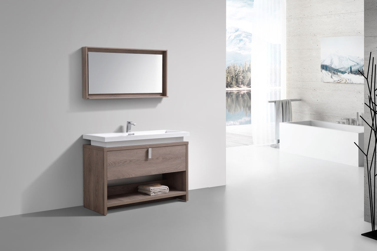 Levi 48″ Butternut Modern Bathroom Vanity w/ Cubby Hole