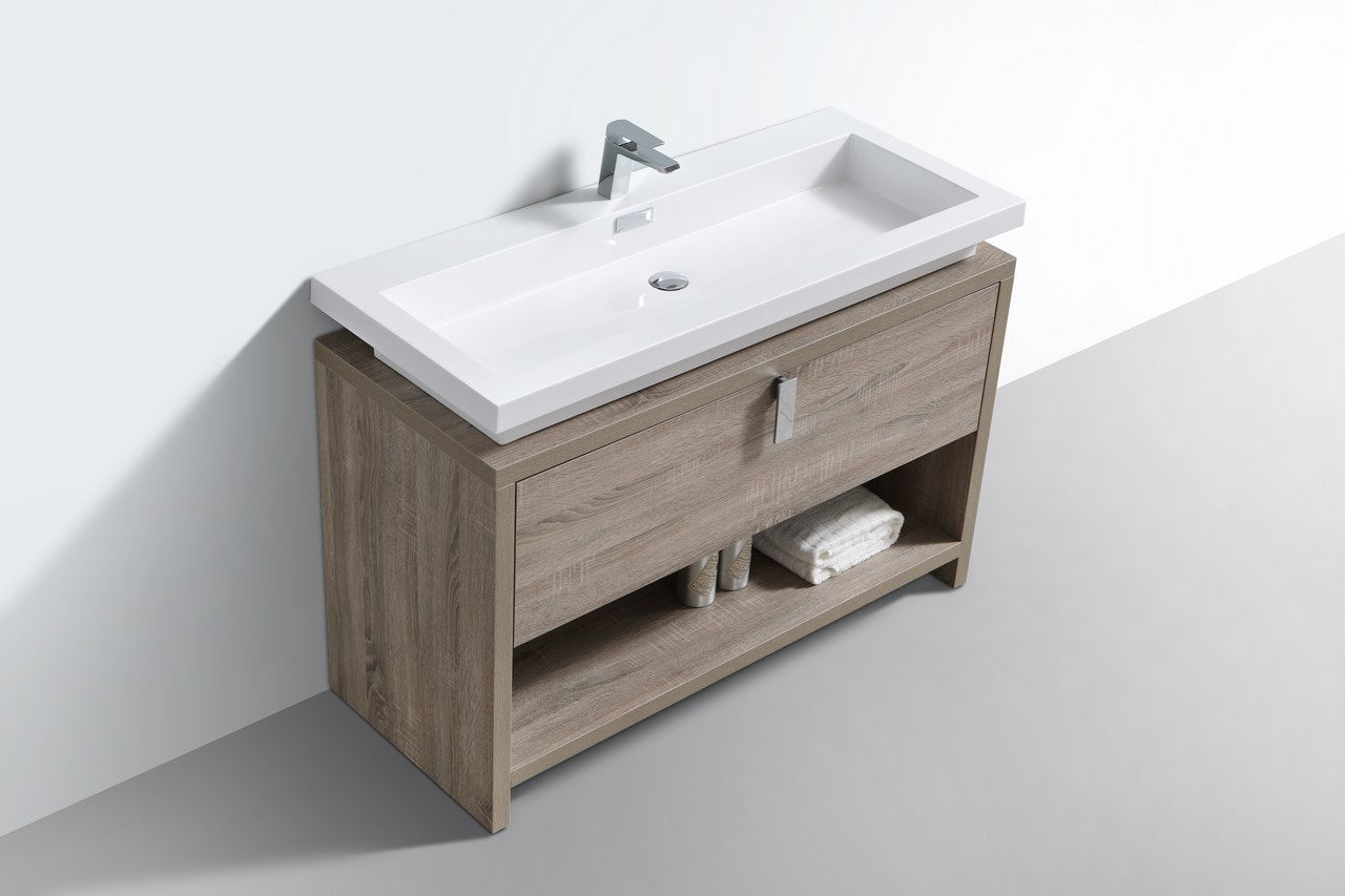 Levi 48″ Havana Oak Modern Bathroom Vanity w/ Cubby Hole
