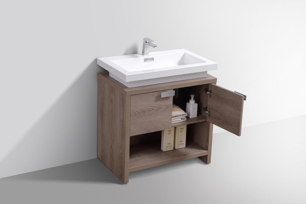 Levi 32″ Butternut Modern Bathroom Vanity w/ Cubby Hole