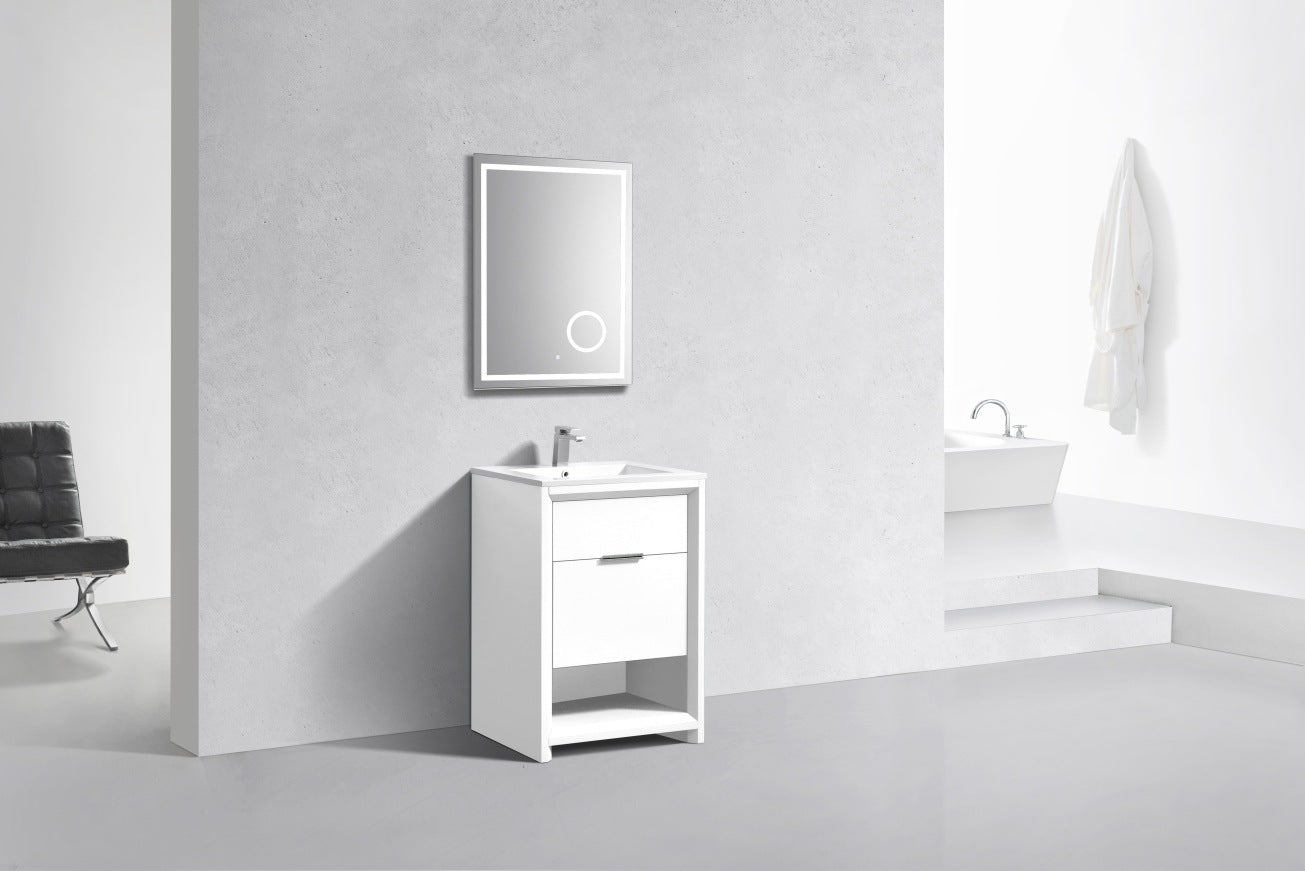 KubeBath 24″ Nudo Modern Bathroom Vanity in High Gloss White Finish