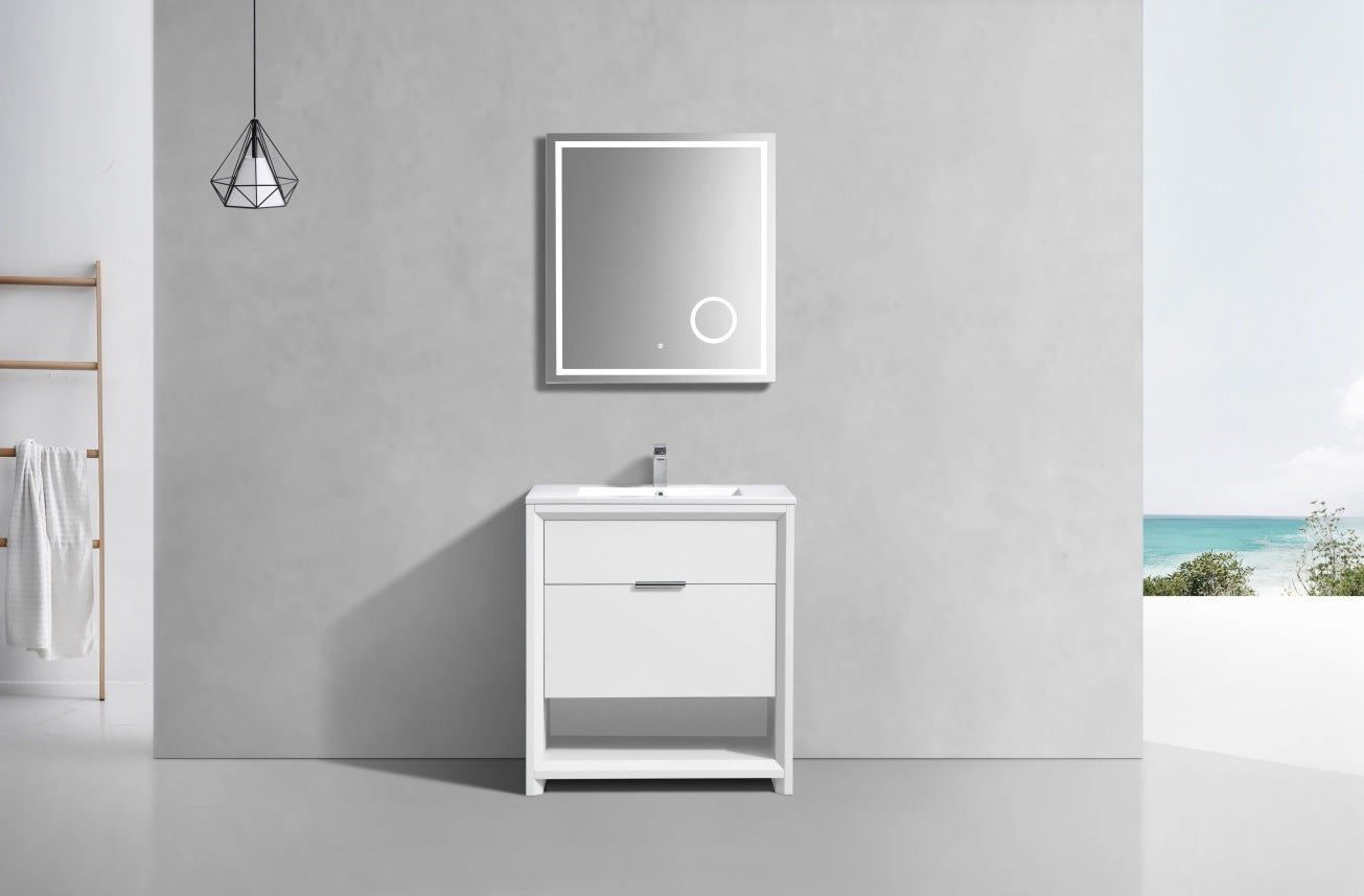 KubeBath 32″ Nudo Modern Bathroom Vanity in High Gloss White Finish