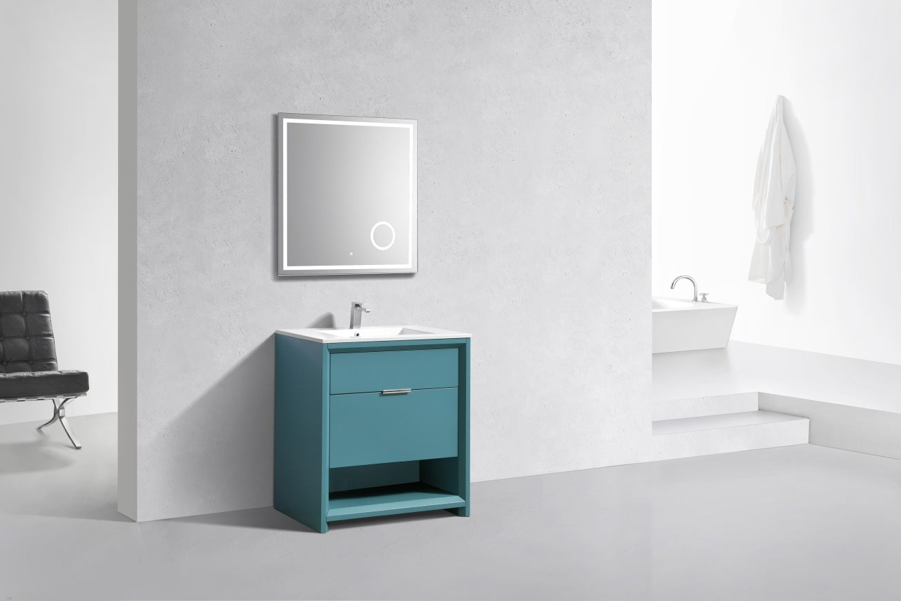 KubeBath 32″ Nudo Modern Bathroom Vanity in Teal Green Finish