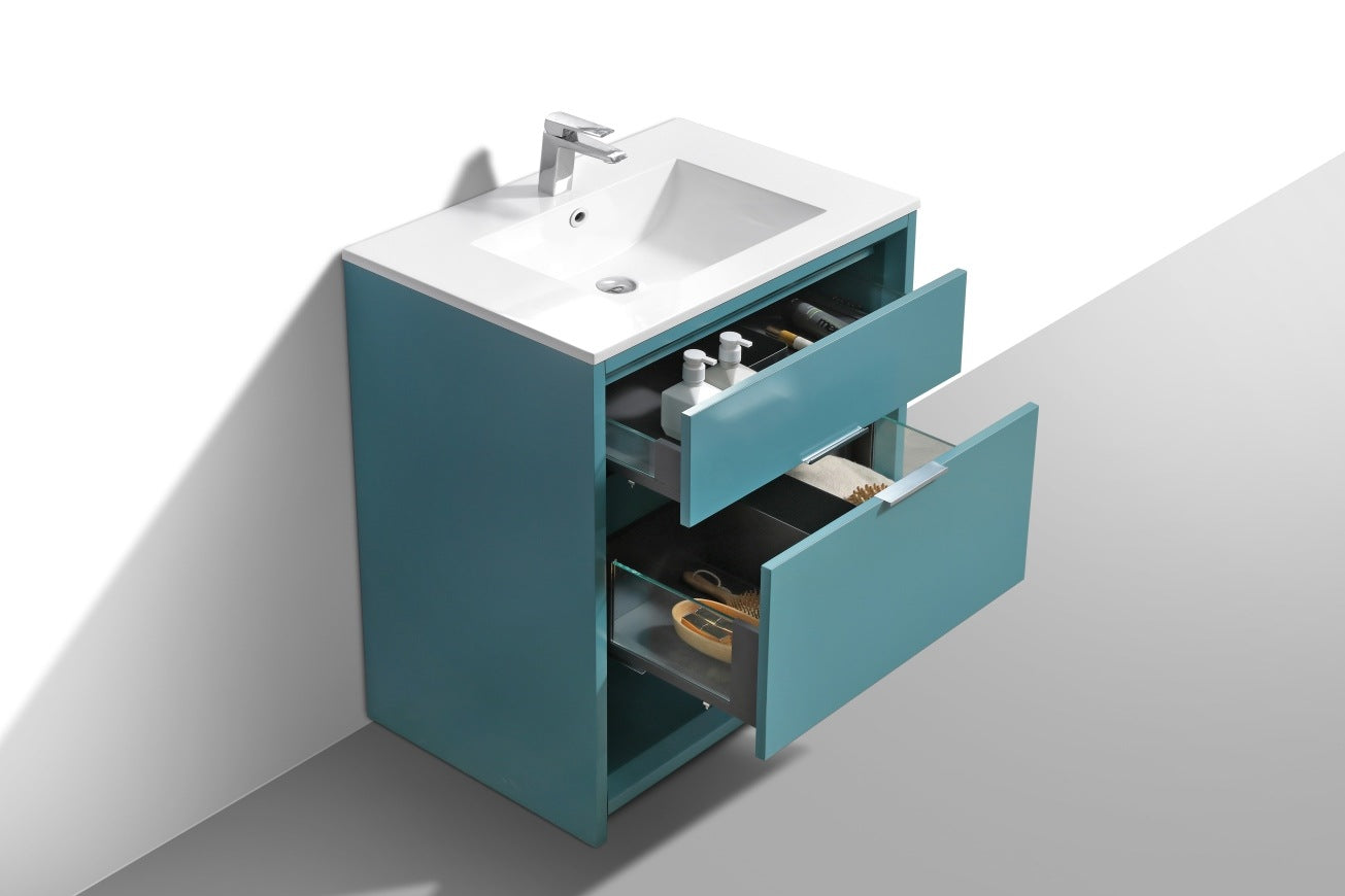 KubeBath 32″ Nudo Modern Bathroom Vanity in Teal Green Finish