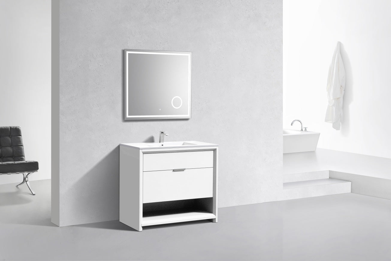 KubeBath 40″ Nudo Modern Bathroom Vanity in High Gloss White Finish