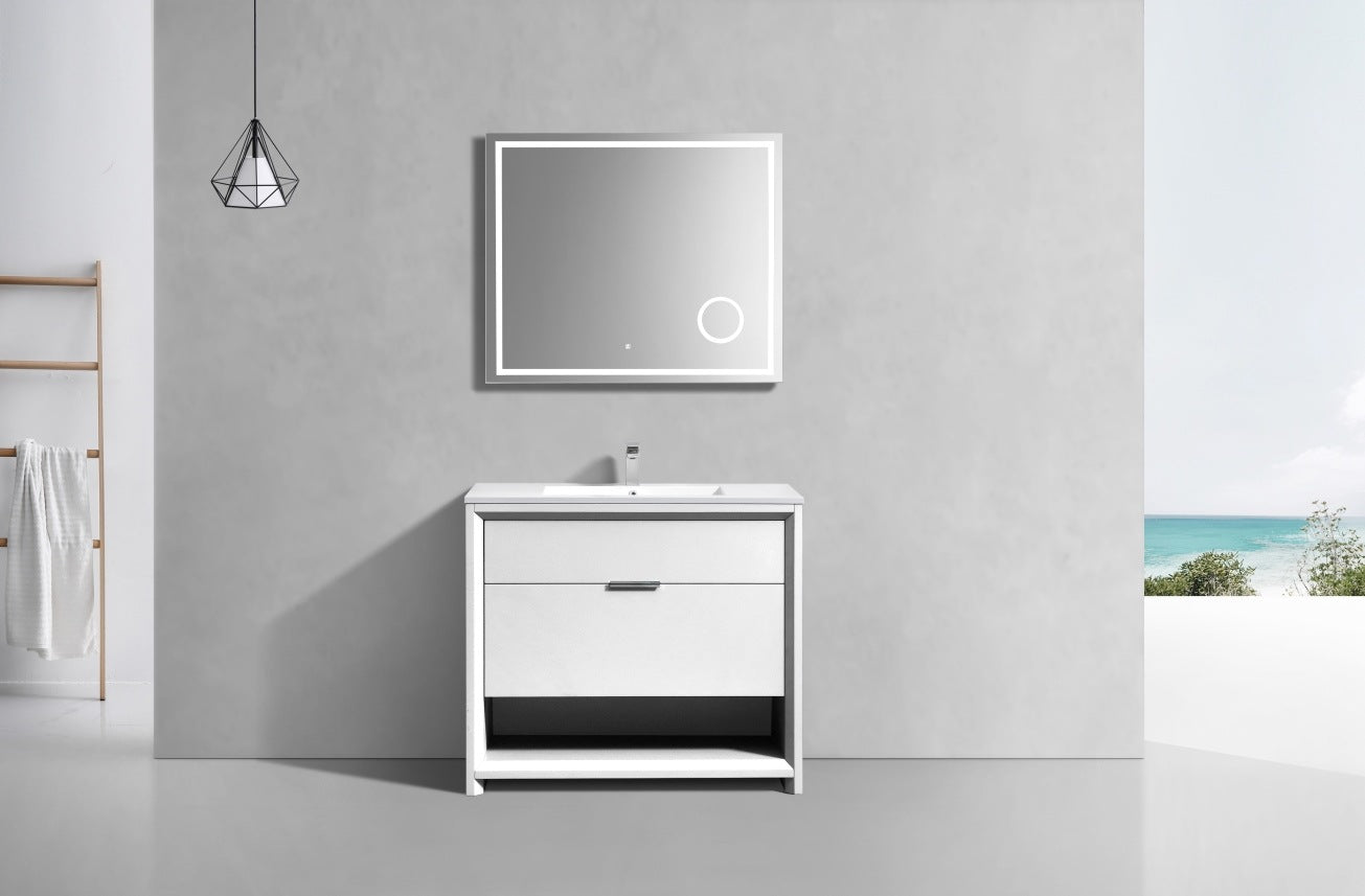 KubeBath 36″ Nudo Modern Bathroom Vanity in High Gloss White Finish