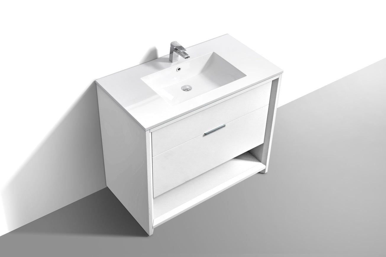 KubeBath 36″ Nudo Modern Bathroom Vanity in High Gloss White Finish