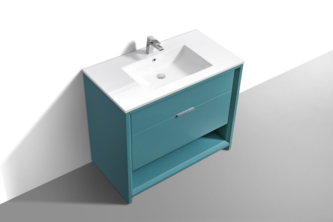KubeBath 36″ Nudo Modern Bathroom Vanity in Teal Green Finish