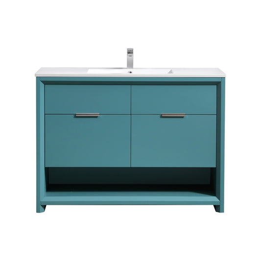 KubeBath 48″ Single Sink Nudo Modern Bathroom Vanity in Teal Green Finish