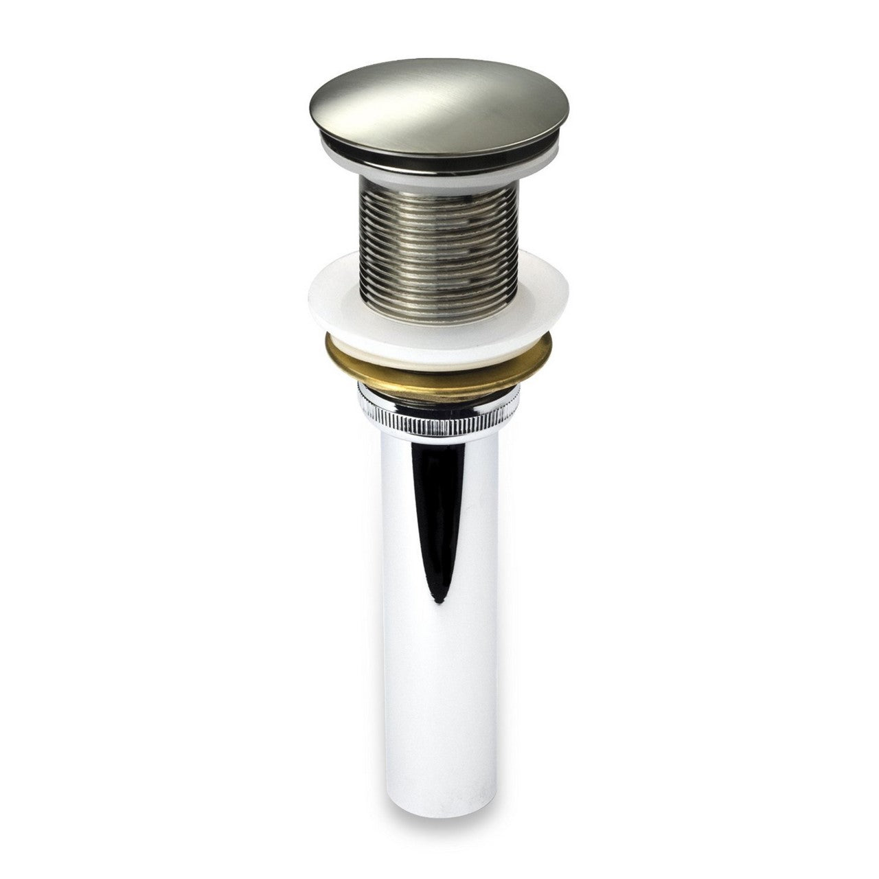 KubeBath Solid Brass Construction Pop-Up Drain W/ Brush Nickel Finish – No Overflow