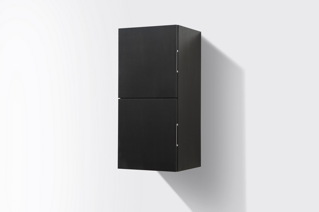 Bathroom Black Wood Linen Side Cabinet w/ 2 Storage Areas