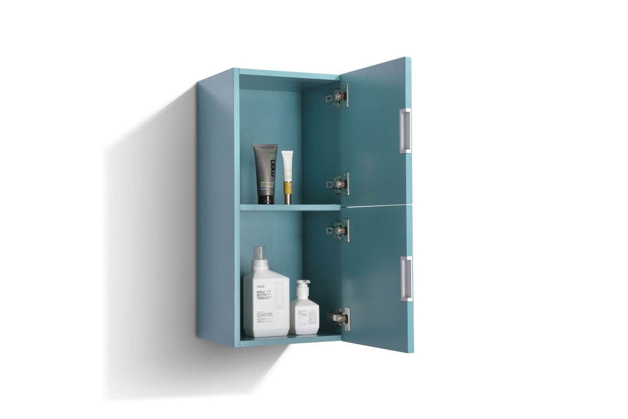 Teal Green Bathroom Linen Side Cabinet w/ 2 Storage Areas