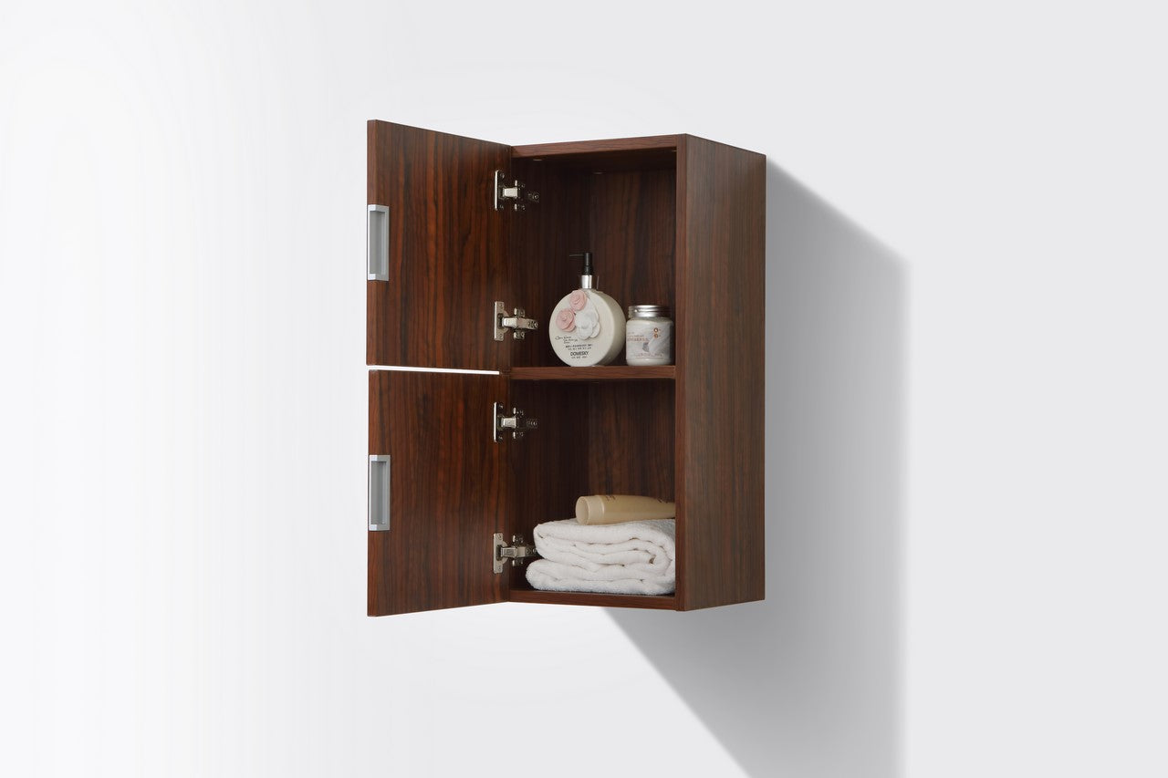 Bathroom Walnut Linen Side Cabinet w/ 2 Storage Areas