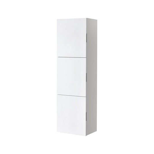 White Gloss White Linen Side Bathroom Cabinet w/ 3 Large Storage Areas